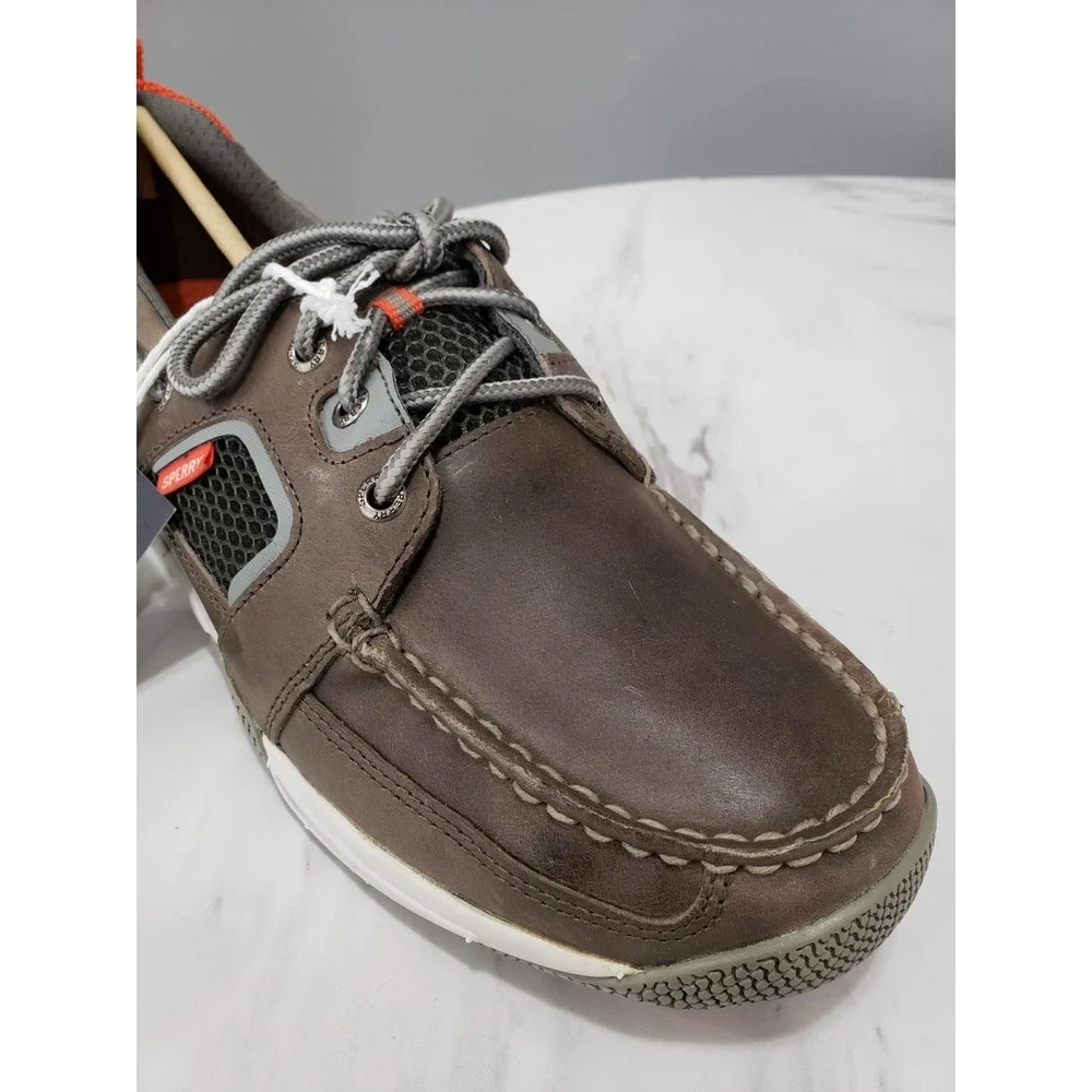 NEW SIZE 11 Sperry Top Sider Sea Kite Sport Moc Boat Shoe Gray Leather Slip On